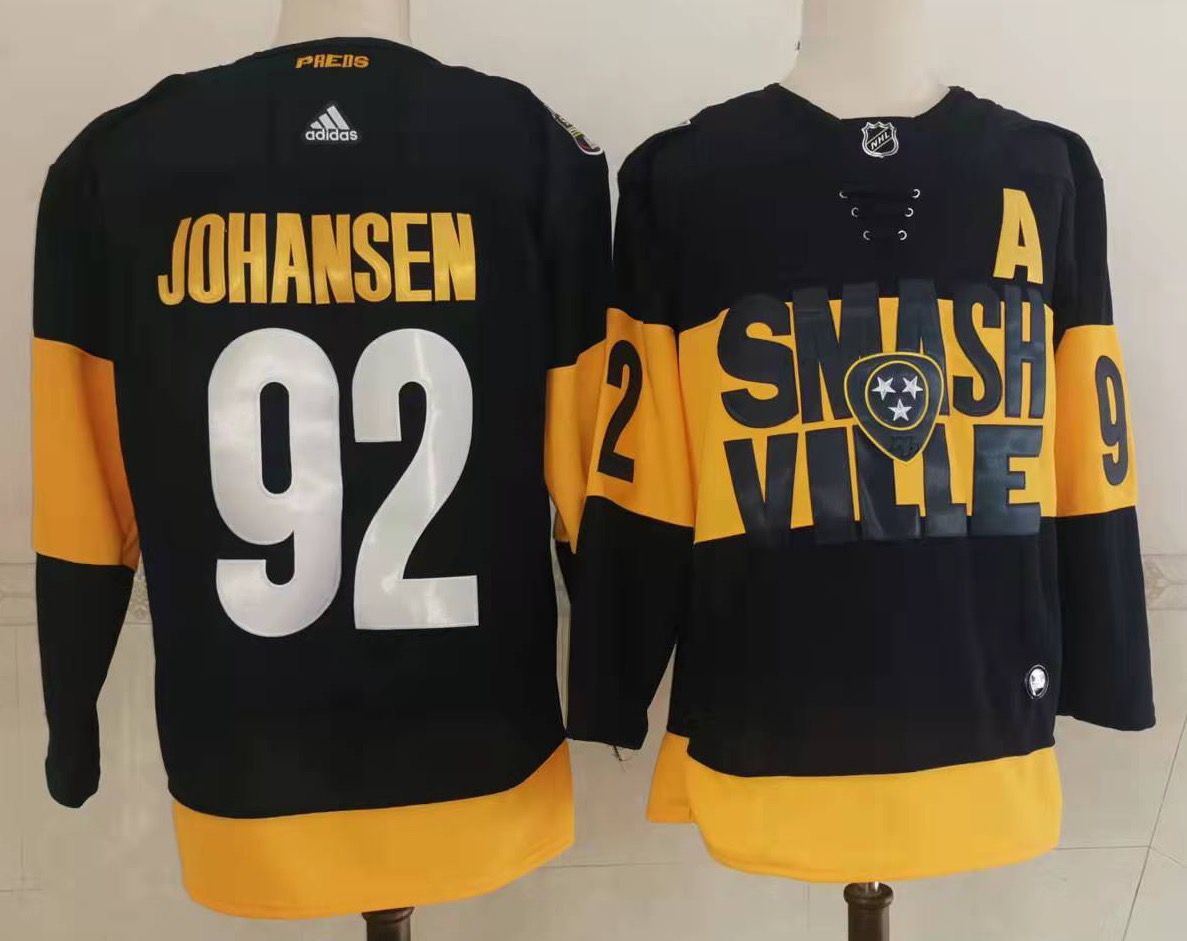 Men Nashville Predators #92 Johansen Black New 2022 Adidas NHL Jersey